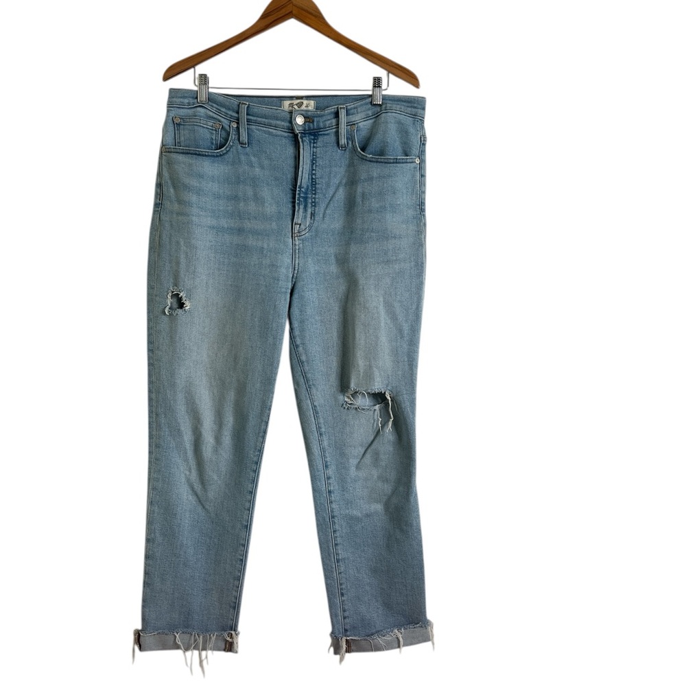 Madewell The Perfect Vintage Straight Jeans – Light Blue Distressed